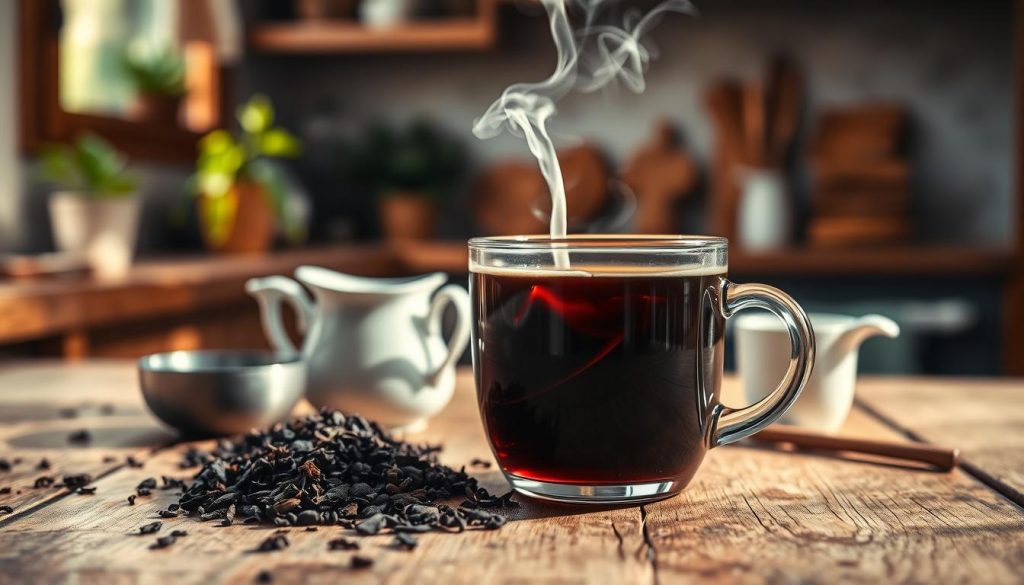 Schwarzer Tee mit Milch